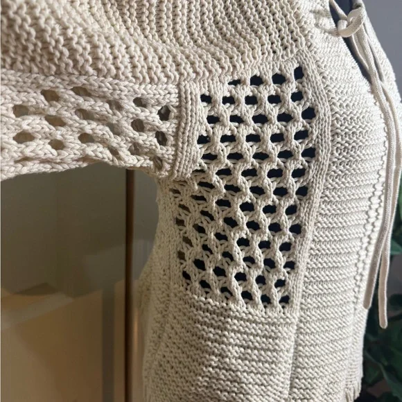 CAbi Cream Knit Sweater with Tie Neck - Picture 3 of 5